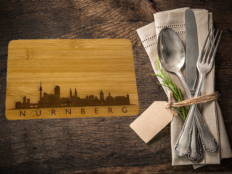 Skyline Nürnberg Frühstücksbrett Bambus Brotzeit Brett